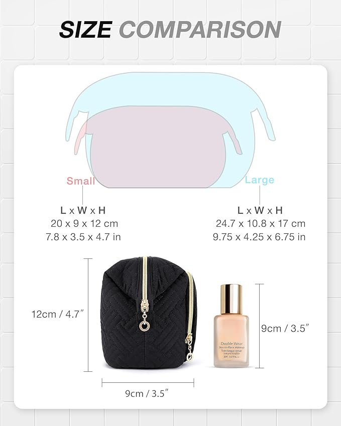 BAGSMART Travel Makeup Bag, Cosmetic Bag Small Make Up Organizer Case,Wide-open Pouch for Women Purse for Toiletries Accessories Brushes Black