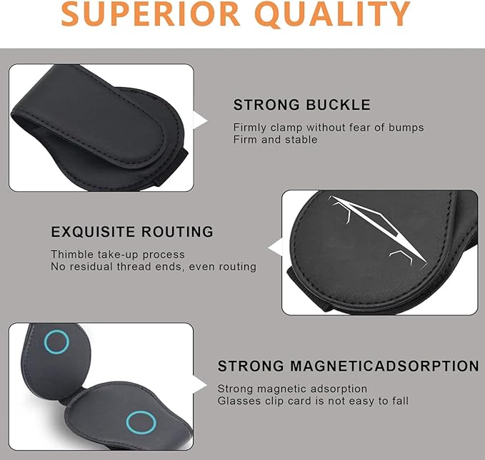Car Sunglasses Holder Compatible with Cybertruck Car Sun Visor Leather Glasses Sunglass Clip Magnetic Eyeglass Hanger Mount Car Accessories for Cyber Truck Owners