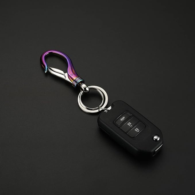 Car Keychain Carabiner Clip with 2 Key Rings Hooks Holder Purse Belt Key Chains Keyring Heavy Duty Gift for Men Women