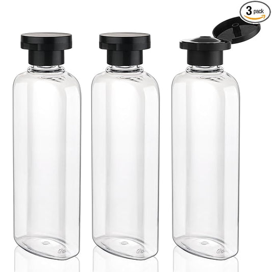 Travel Shampoo and Conditioner Bottles 7.7oz 3 Pack Leak Proof Squeeze Bottles with Flip Cap Refillable Containers Plastic Travel Toiletry Bottles for Lotion Shampoo Conditioner