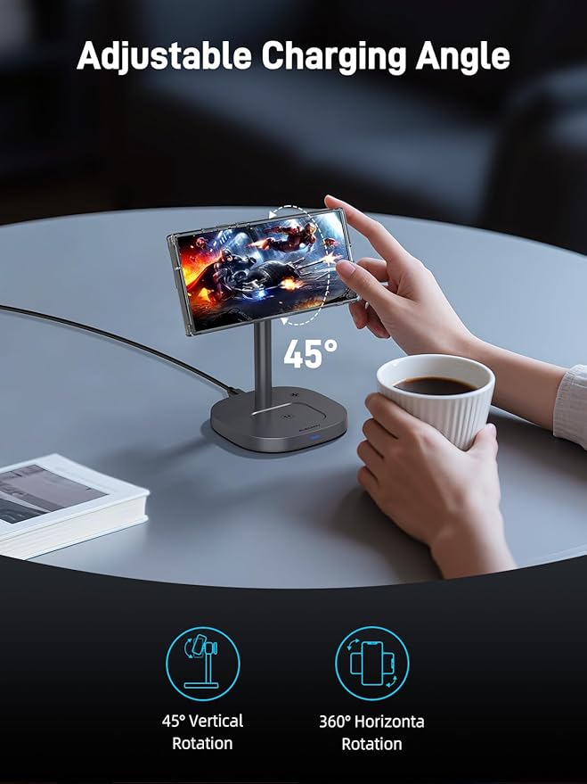 Magnetic Wireless Charger for Samsung, Qi2 Android MagSafe Charging Station with TEC Cooling Fan, 3 in 1 Nightstand Organizer for Samsung Galaxy S26 Ultra, Galaxy Watch Ultra 8, Buds4 Pro
