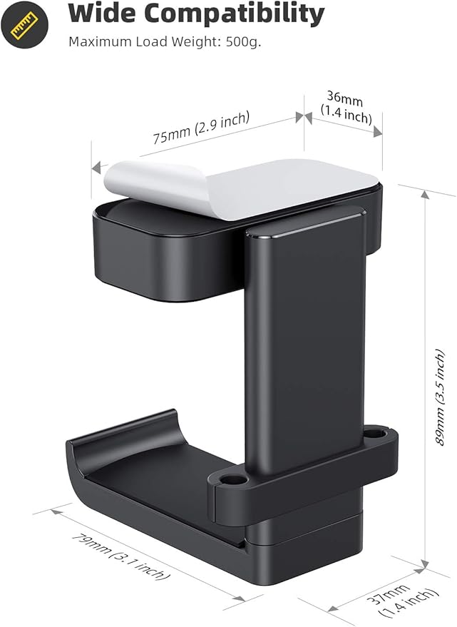 Lamicall Headphone Stand, Headset Hanger - 360 Degree Rotation Earphone Hook Holder Mount, Table Headphone Stand with Cable Organizer, Gaming Headset Clamp for HyperX, Razer, Sony, Sennheiser - Black