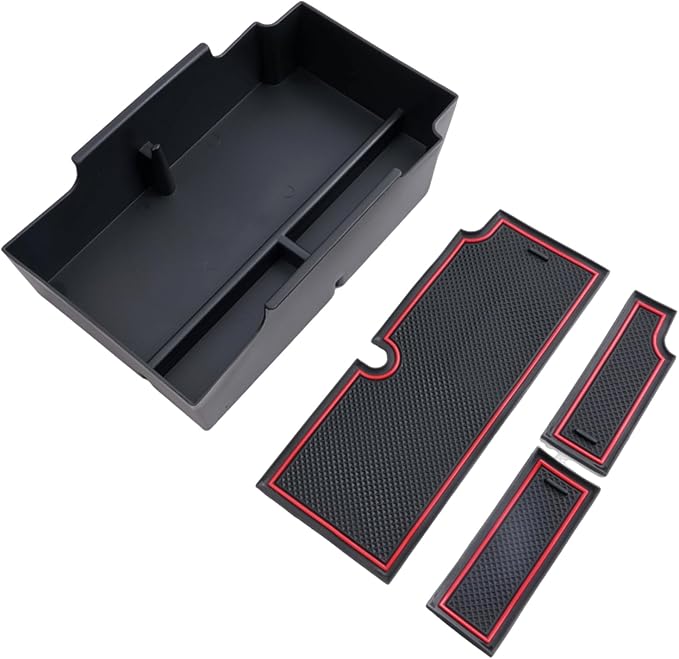 2024 2025 2026 Crosstrek Center Console Organizer for Subaru Crosstrek (Base/Premium/Sport/Limited/Wilderness), 2025 Crosstrek Console Tray 2026 Crosstrek&Impreza Accessories (with Red Mats)