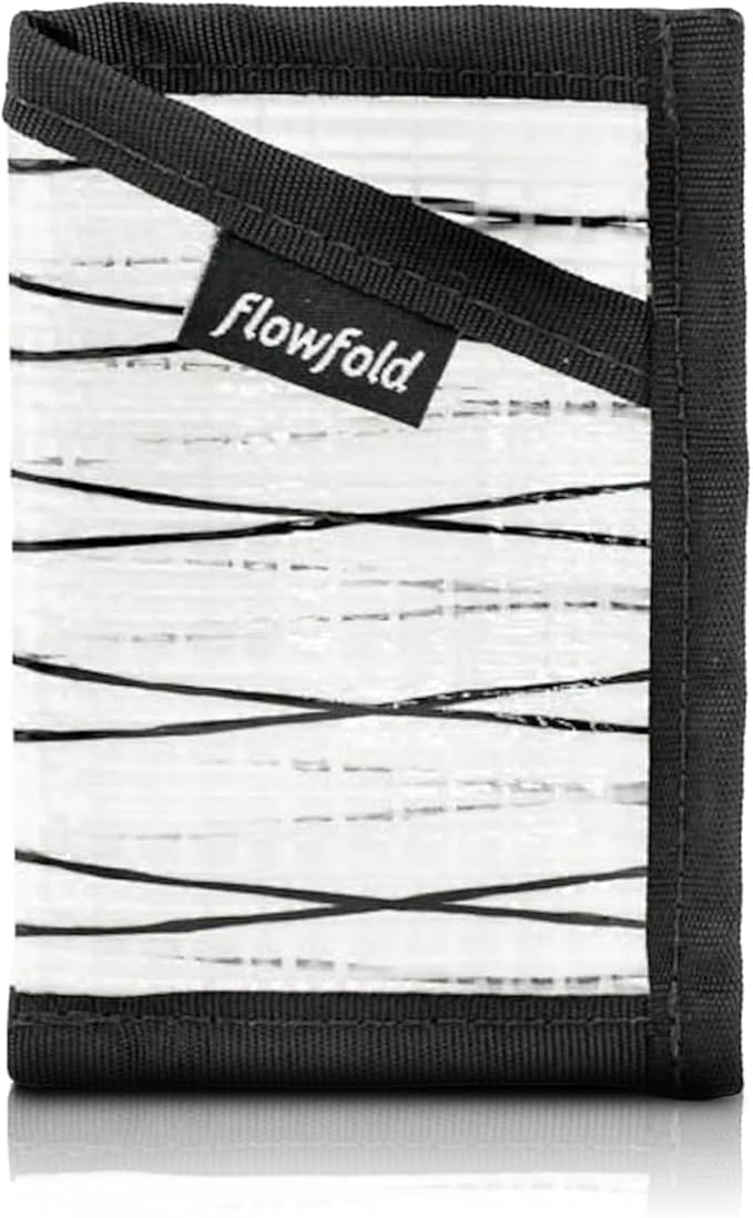 Flowfold Recycled Sailcloth Minimalist Card Holder Wallet | Slim and Durable with Cash pocket and Credit Card Slot | Minimalist Wallet Made in USA Holds 6-8 Cards