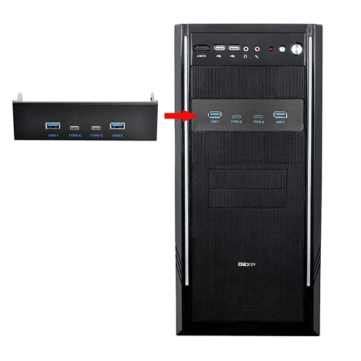 chenyang 5.25" Front Panel CD-ROM Bay USB 3.0 & USB-C HUB 4 Ports Motherboard Adapter