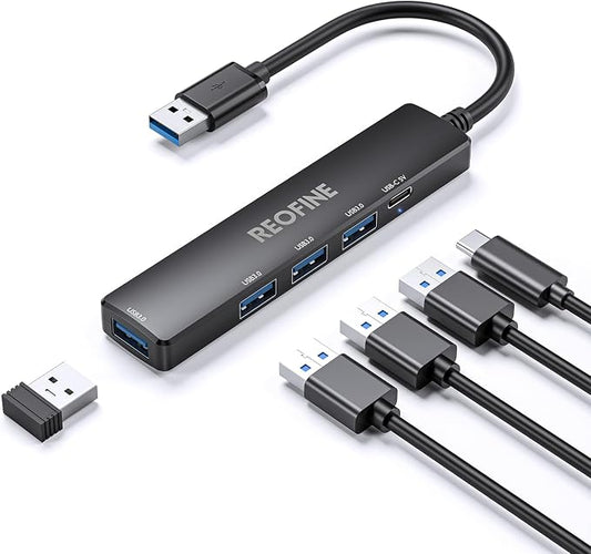 5-Port Powred USB 3.0 Hub,USB Hub Splitter,Portable USB Adapter Mini Multiport Expander for Desktop, Laptop, Gamepad,U Disk, Printer, Mouse, Keyboards