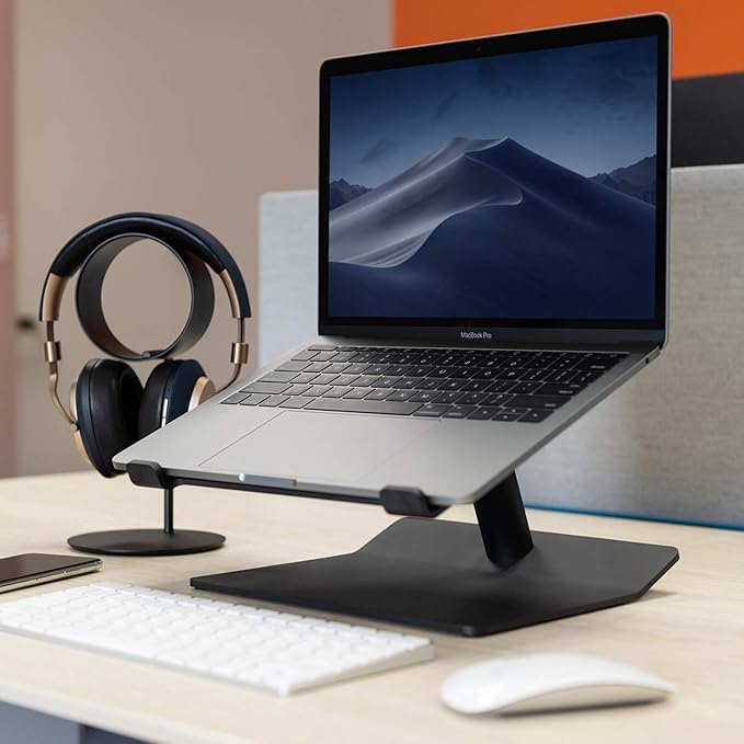 UPPERCASE Designs PILLR Solid Aluminum Elevating Stand Compatible with MacBooks and Other Laptops, Black