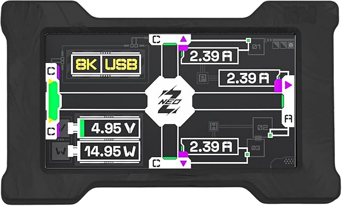 HM Lab ZNEO Gaming USB Hub with 1.9??Screen, USB 2.0 High-Speed, USB-C x2 & USB-A x1, Aluminum Alloy, External 5V Power Input, Compact USB Hub for Gaming & Desk Setup (Black Wing (77 Frames))