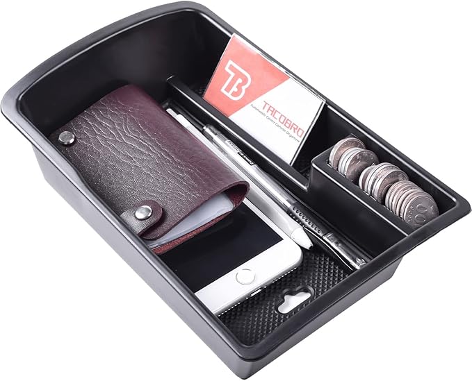 TACOBRO Center Console Organizer Tray Compatible with Genesis GV80 2021 2022 2023 2024 Accessories, Secondary Storage Armrest Glove Box - Black Trim (Not Fit 2025)