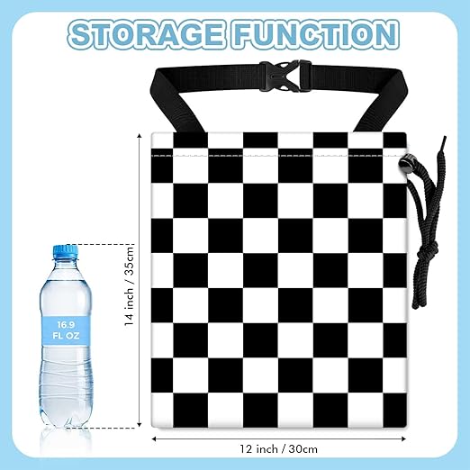 Black White Chessboard Car Trash Bag - Waterproof Car Trash Bag Hanging Leakproof Car Garbage Bag - Washable Reusable Trash Bag For Car Interior Hanging Organizer Storage Vehicle Travelling Camping