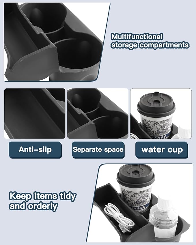 Ruiya 2026 Terrain Center Console Cup Holder for GMC Terrain 2026 Accessories Silicone Material 2 in 1 Console Organizer with Cup Holder Compatible with 2025 2026 GMC Terrain Elevation/AT4/Denali