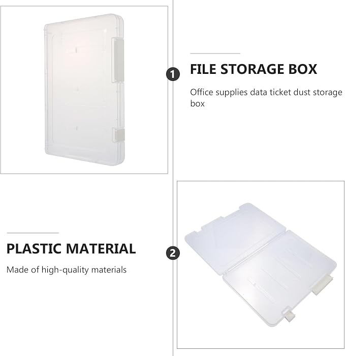 VALICLUD Plastic Document Storage Box A4 Thin White File Organizer with Dustproof Buckle Lid for Office Desktop Filing and Paper Storage