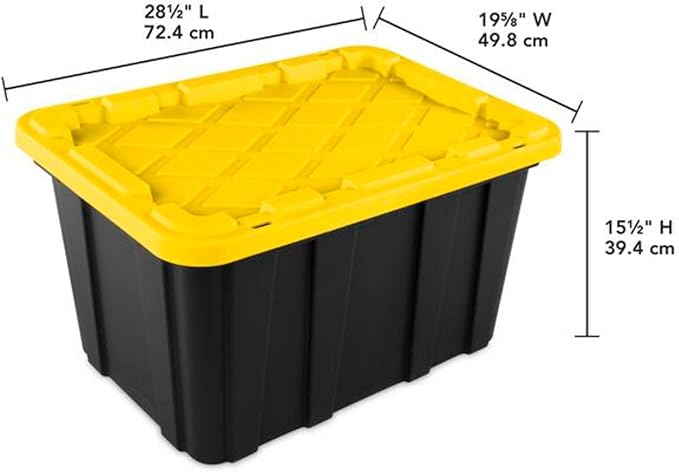Sterilite 16 Pack Industrial Tote, Plastic Storage Container Bins with Lids, 27 Gallon - Heavy-Duty Organizing Containers for Closet, Bathroom, and Office