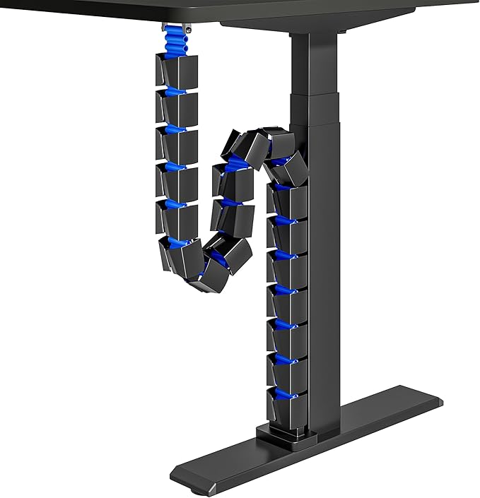 ARES WING Under Desk Cable Management Spine, Screw On Vertebrae Cable Management for Standing Desk, Length Adjustable Cord Organizer with 20 Modular Vertebrae for Office and Gaming Desks, Blue