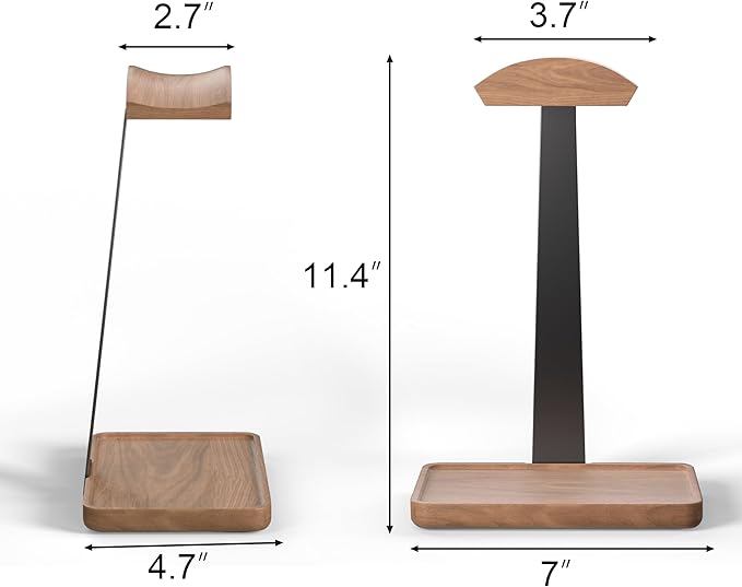 Wooden Headphone Stand, Wood Headset Stand for Desk, Universal Headphone Holder with Storage Base for Gaming, Sony,Bose