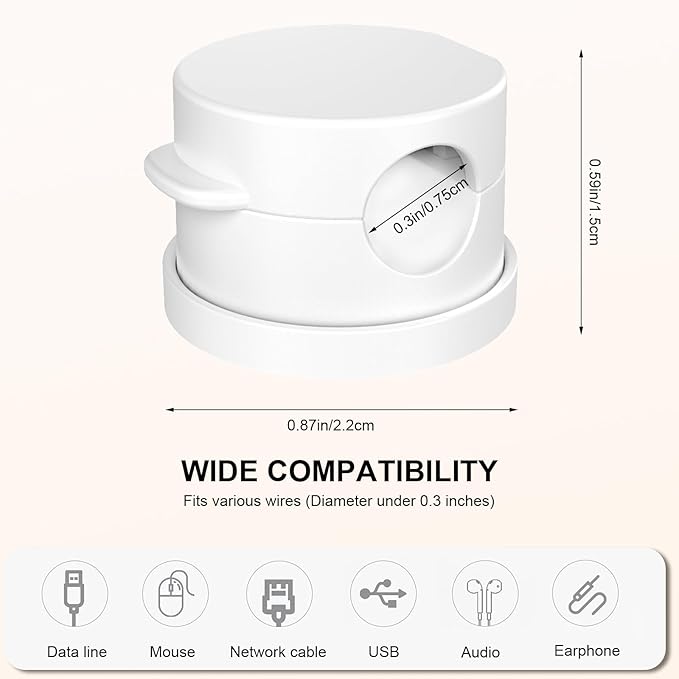 6pcs Magnetic Cable Clips, 360° Swiveling Adhesive Cable Organizer - Compact Cable Holder for Desk, Nightstand, Car, Kitchen & Home Office - Charger Cord Holder Solution by MarLigavid (White)