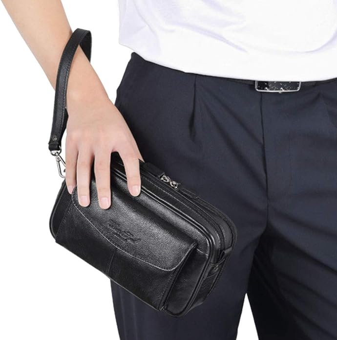 Hebetag Leather Clutch Purse Wallet for Men Organizer Holder Wrist Bag | Organizer, Holder