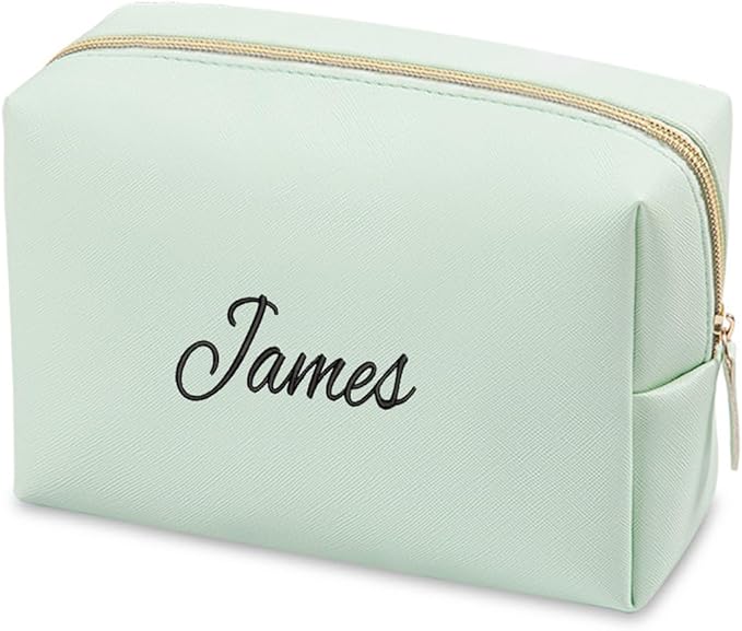 Embroidered Large Make up Bag,Personalized Skincare Bag,Cosmetic Travel Bags for Women Gift For Wedding,Set of, Green