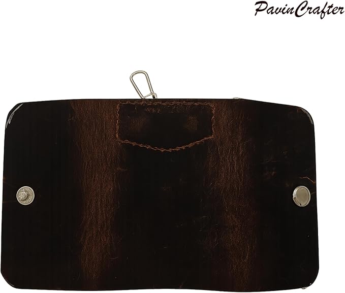 Leather Key Sleeve Brown Genuine Leather Key Holder with Ring, Compact Key Organizer for Men & Women