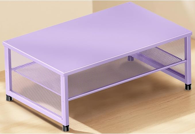 ECOLOVI 2-Tier Computer Monitor Stand Riser, Desk Organizer for Monitor, Printer & Laptop Stand, Desktop Workspace Organizers for Office Supplies(Purple)