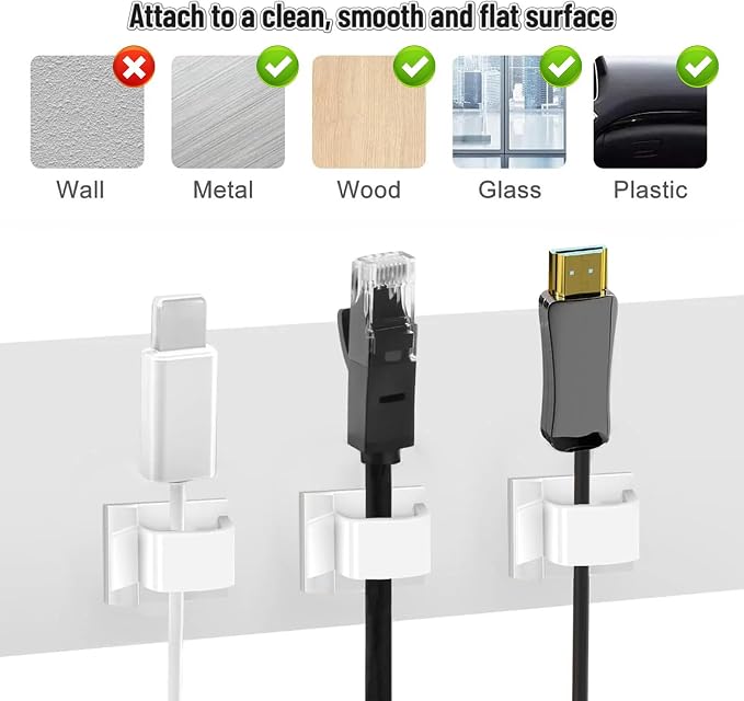 5/8 in Adhesive Cable Clips, 60pcs Outdoor Light Clips, Cord Clips, Sturdy Wire Clips, Finisher Wire Clamp for Home, Car, Office Wire Management Clipsr (White, 5/8"-60PCS)