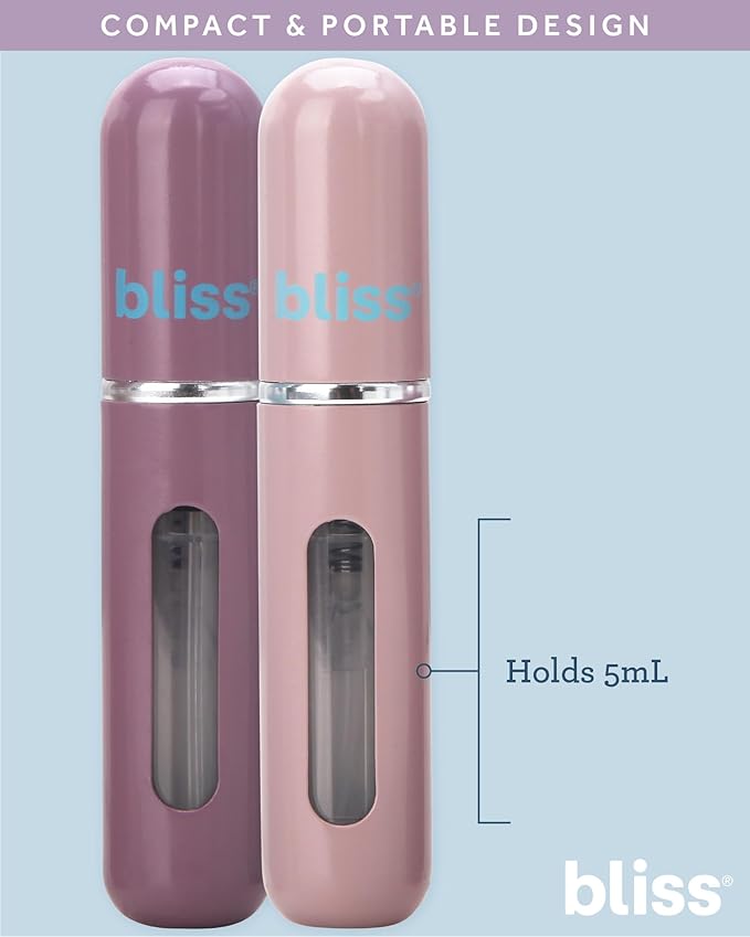 Bliss Atomizer Spray Bottle Set - 4 Pack TSA-Approved Leak Proof Refillable Small Travel Spray Bottle and Perfume Atomizer, Size One Size, Multicolor