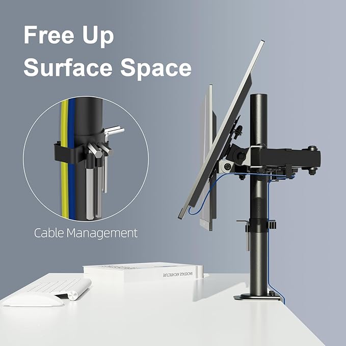 GRIFEMA GB2001A-2 Monitor Mount for 13-27 Inch Flat & Curved Screens, Height Adjustable, Tilt, Swivel, 360° Rotation, 10 kg per Arm, VESA 75/100 mm