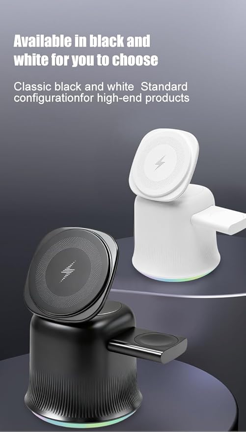 2026 3 in 1 Wireless Charging Station for Apple MagSafe Charger, 15W Fast Magnetic MagSafe Charger Stand for iPhone 17 16 15 14 13 12 Apple Watch AirPods Series (Black), Gifts for Men