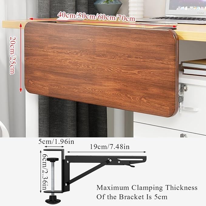 Ergonomics Desk Extender Tray Wooden Desk Extender, Large Size Foldable Keyboard Drawer Tray Can Be Used As Armrests Shelves Desktop Extensions for Home and Office(50 * 20cm)