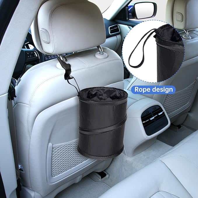 EMVANV 2 Pcs Car Trash Can,Mini Collapsible Pop-up Car Garbage Can Hanging Car Trash Bag Multipurpose Trash Bin for Car Truck and Minivan(Size:Black)