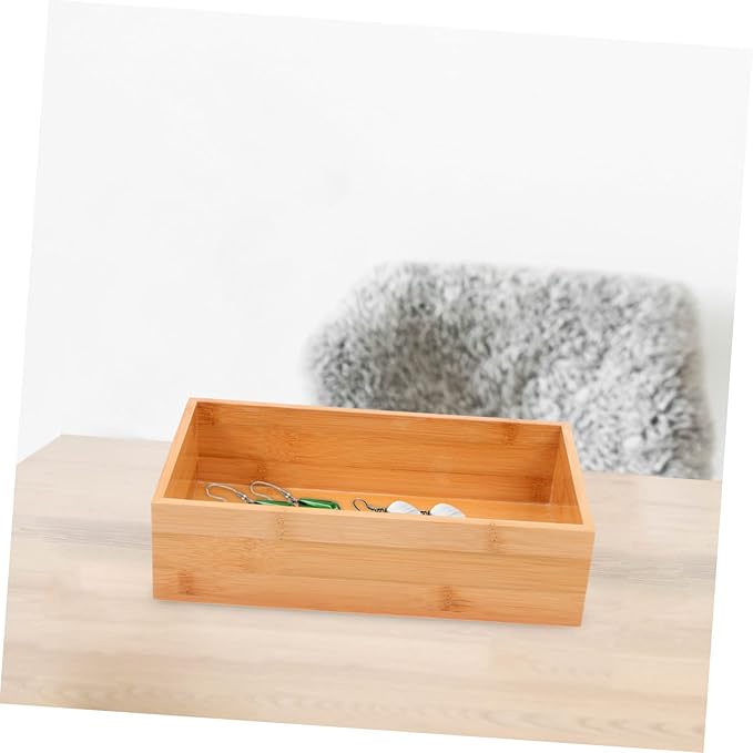 Ciieeo Natural Desktop Storage Box for Home Organization with Capacity Simple Design Decorative Bin for Living and Office Wood Material Safe for Family Use