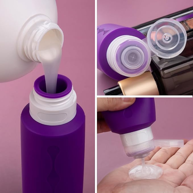 Gemice Travel Bottles for Toiletries, Tsa Approved Travel 6oz Size Containers with Clear Bag, BPA Free Leak Proof Travel Tubs Refillable Liquid Travel Accessories for Cometic Shampoo Lotion
