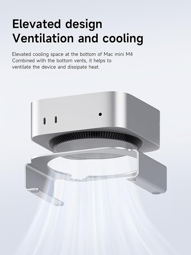 Hagibis Mac mini M4 Stand Aluminum Alloy Mount for Mac mini M4/M4 Pro 2024 Ventilation Heat Dissipation Cooling Desktop Holder Accessories (MMS03)