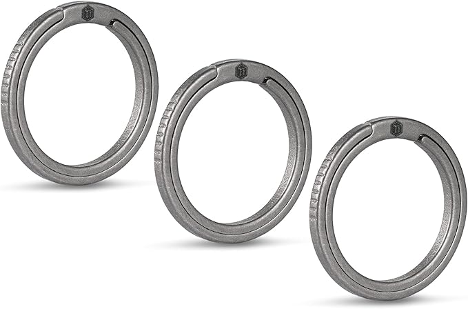 KeyUnity Titanium Flat Key Rings, 33/25/17.5mm Side Pushing Split Ring for Key Carabiner Flashlight Knife Dog ID Collar Tag