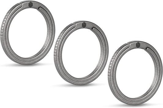 KeyUnity Titanium Flat Key Rings, 33/25/17.5mm Side Pushing Split Ring for Key Carabiner Flashlight Knife Dog ID Collar Tag