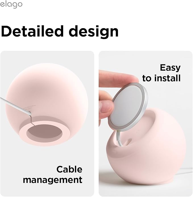 elago MS2 Charging Stand Compatible with MagSafe Charger - Premium Silicone, Compatible with iPhone 17/16/15/14/13/12 Series, Designed for MagSafe Stand [Sand Pink] [Charging Cable Not Included]
