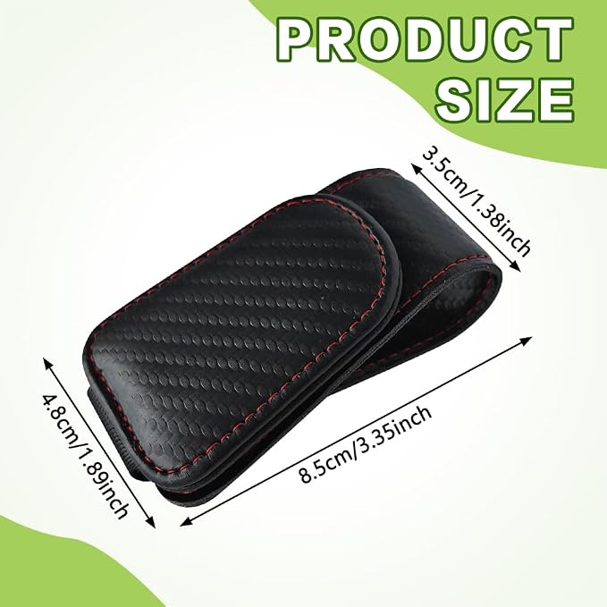 Sunglass Holder for Car, Sunglasses Clip for Car Visor, Magnetic Leather Vehicle Eyeglass Hanger Clip, Auto Ticket Card Glasses Organizer Clamp Accessories for SUV Sedan (Carbon Fiber)