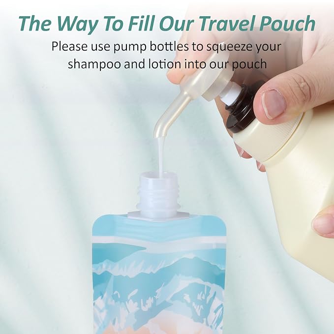 PACKISM 13 Pack Travel Pouches for Toiletries, 3 oz TSA Approved Liquid Containers, Leak Proof Squeeze Bags for Cruise & Camping, Space Saving Refillable Carriers, Brilliant Mountain Cruise Ship