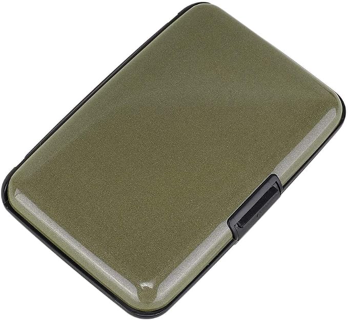 ELFISH RFID Blocking Credit Card Protector Aluminum ID Case Hard Shell Business Card Holders Metal Wallet for Men or Women (Army green)