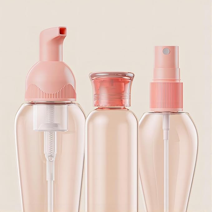 Valentines Day Gifts for Her Travel Size Spray Bottles Travel Bottles TSA Approved Small Travel Containers Leakproof for Shampoo Lotion with Funnel Pipette Spatula Labels (Pink)