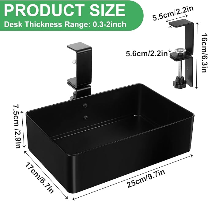 Under Desk Metal Drawer, Under Desk Drawer Organizer, 360° Swivel Hidden Under Desk Storage Drawers Slide out, No Drill Desk Pencil Drawer Organizer Tray for Home Office Storage