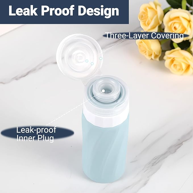11 Pack Travel Bottles for Toiletries, TSA Approved 3oz Leak Proof Refillable Silicone Squeezable Containers Kit for Shampoo Lotion Conditioner with Toiletry Bag