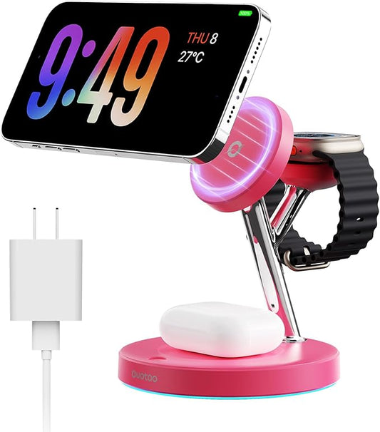 New 3 in 1 Charging Station for Apple Compatible with Magsafe Charger Stand for iPhone 17 16 15 14 13 12 Wireless Charging Station for AirPods Wireless Charger for iWatch Series