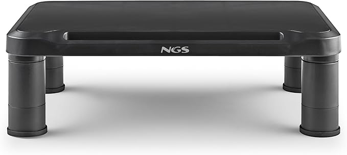 NGS Screen Stand ??Ergonomic Monitor Stand with 3 Adjustable Heights, Non-Slip Feet, Storage Space, ABS Plastic Resistant up to 20 kg, 38 x 24 x 11.5 cm