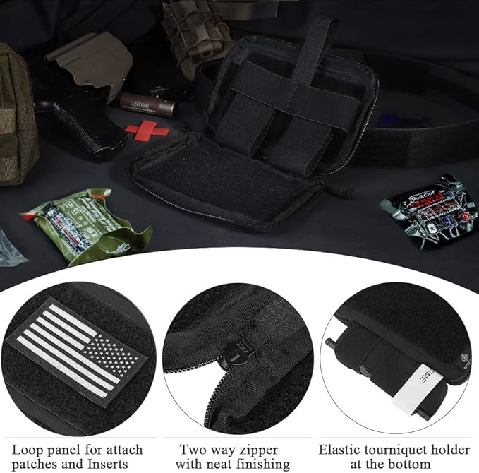 PETAC GEAR Tactical Medical Pouch Compact Admin Belt Pouch EMT First Aid Pouch IFAK Utility Pouch Trauma Kit Organizer Tourniquet Holder