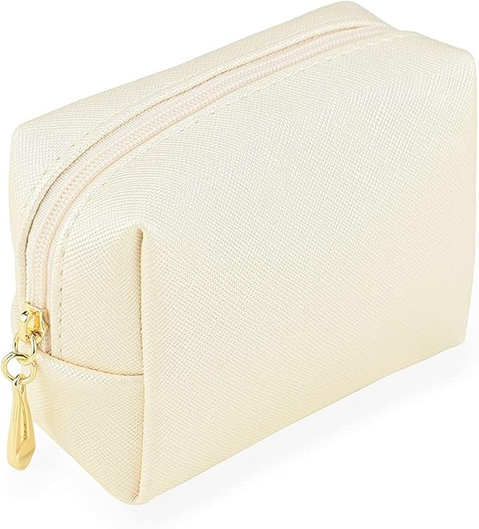 Small Makeup Bag Portable Cosmetic Bag for Women Makeup Pouch Waterproof Toiletry Bag for Travel (Beige, Mini)