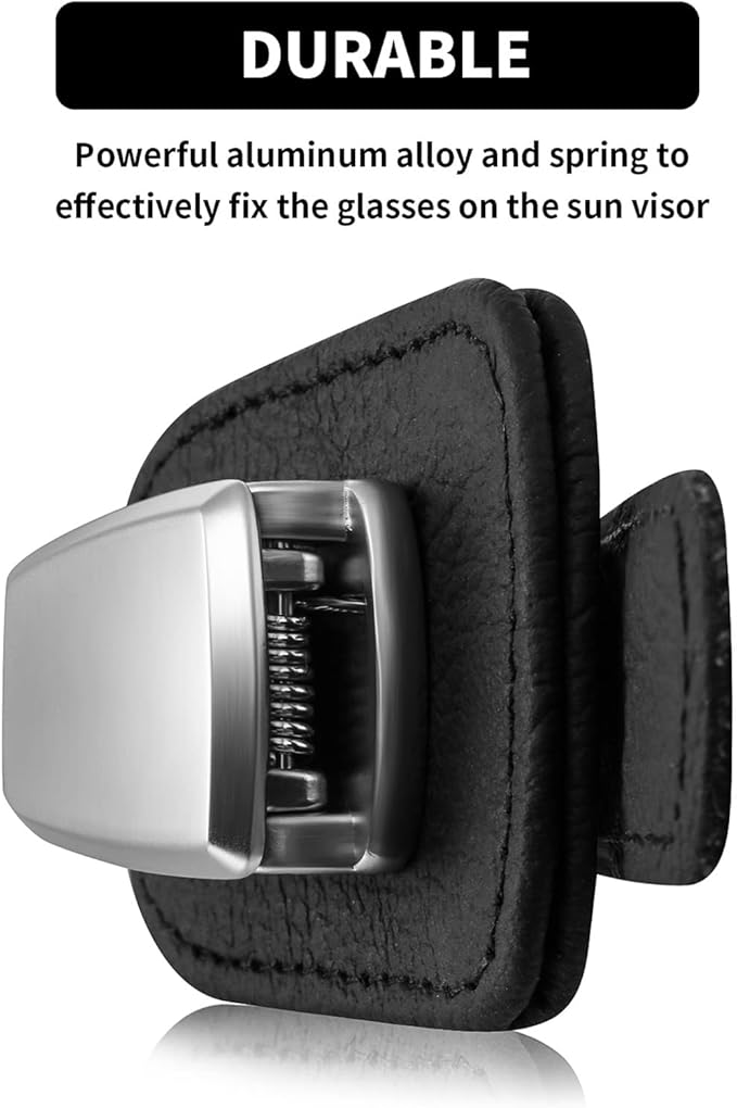 Mudder 2 Packs Sunglasses Holder for Car Universal Visor Sunglasses Holder Clip Leather Eyeglasses Hanger and Ticket Card Clip Eyeglasses Mount for Car(Black)