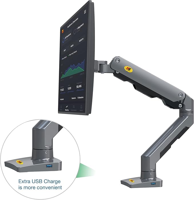 NB North Bayou Heavy Duty Monitor Arm Desk Mount, Full Motion Stand for 27"-45" Big Screens, 11lbs-33lbs Weight Capacity, Gaming Monitor Stand G60
