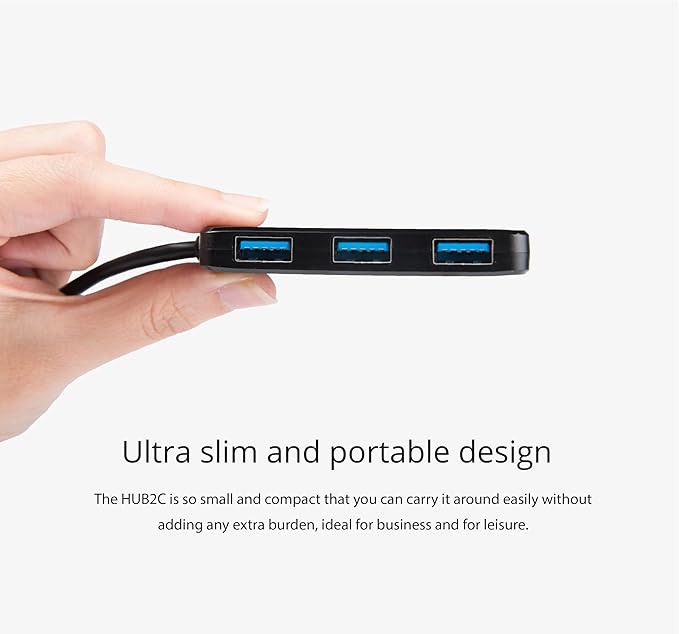 Transcend USB C Hub for iPhone17,16,15/MacBook Pro, Air/iPad Pro/iMac/Windows/Android/Tablet/Desktop/Laptop/Flash Drive, 4-Port HUB with Type C, 4-Port USB3.1 GEN1 (USB 5Gbps) - TS-HUB2C