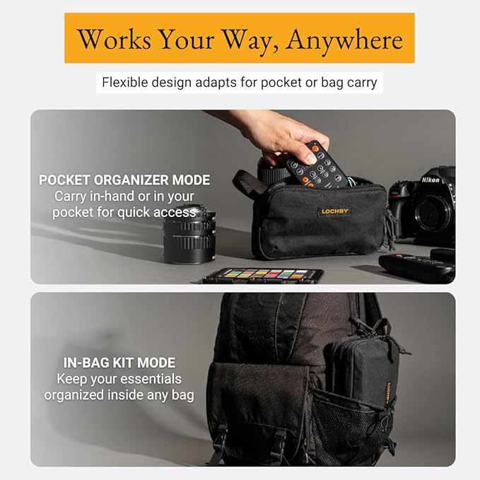 LOCHBY® Venture Pouch | Multipurpose Tactical Tool Bag | Water Resistant Waxed Canvas | Dual-Sided Zipper Pouch | for Motorcycle, Bike, EDC, Pen, Pencil, Art, Tech & Travel